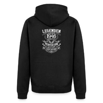 80th Birthday Legends Vintage Retro Design - Unisex Premium Organic Zip Hoodie - black - Back - Nico (187cm)