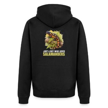 Feuersalamander Salamander - Unisex Premium Bio Zip Hoodie - Schwarz - Hinten - Nico (187cm)