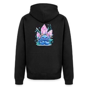 Kawaii Crystal Berry with Gemstone Flowers - Unisex Premium Organic Zip Hoodie - black - Back - Nico (187cm)