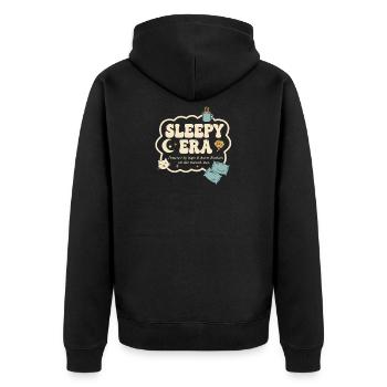Sleepy Era Naps and Warm Blankets Relaxation - Unisex Premium Organic Zip Hoodie - black - Back - Nico (187cm)