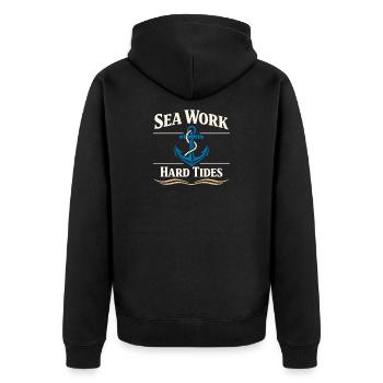 Seamanship Gift for Deckhand Ocean Work - Unisex Premium Organic Zip Hoodie - black - Back - Nico (187cm)