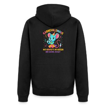 Carnaval : Souris Confettis en Cœur de Carnaval - Veste à capuche bio Premium Unisexe - noir - Dos - Nico (187cm)