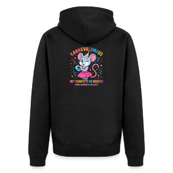 Carnaval : Souris Confettis en Cœur de Carnaval - Veste à capuche bio Premium Unisexe - noir - Dos - Nico (187cm)
