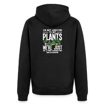 Not addicted to plants funnier - Unisex Premium Organic Zip Hoodie - black - Back - Nico (187cm)