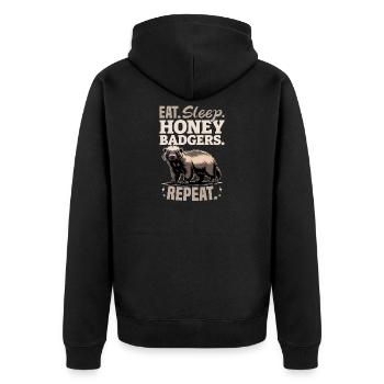 Funny Honey Badger - Unisex Premium Bio Zip Hoodie - Schwarz - Hinten - Nico (187cm)