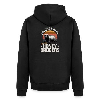 Funny Honey Badger - Unisex Premium Bio Zip Hoodie - Schwarz - Hinten - Nico (187cm)