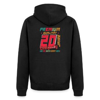 Premium 20 Unique Vintage - Unisex Premium Organic Zip Hoodie - black - Back - Nico (187cm)