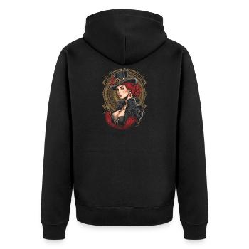 Steam Punk Schöne Frauen Steampunk - Unisex Premium Bio Zip Hoodie - Schwarz - Hinten - Nico (187cm)