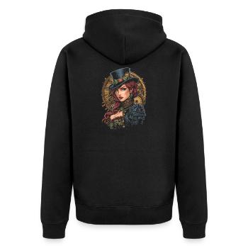 Steam Punk Schöne Frauen Steampunk - Unisex Premium Bio Zip Hoodie - Schwarz - Hinten - Nico (187cm)