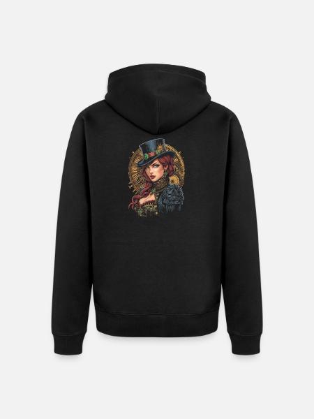Steam Punk Schöne Frauen Steampunk - Unisex Premium Bio Zip Hoodie - Schwarz