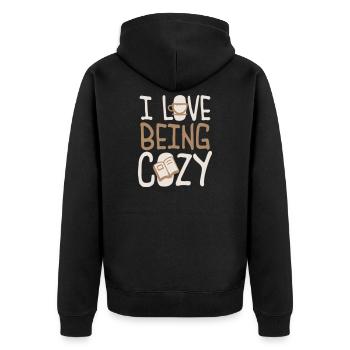 I Love Being Cozy Gemütlichkeit Zuhause Entspannt - Unisex Premium Organic Zip Hoodie - black - Back - Nico (187cm)