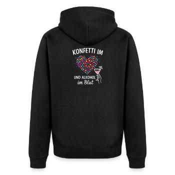 Fête de confettis de carnaval, cœur de phrase de carnaval, carnaval - Veste à capuche bio Premium Unisexe - noir - Dos - Nico (187cm)