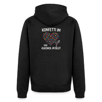Fête de confettis de carnaval, cœur de phrase de carnaval, carnaval - Veste à capuche bio Premium Unisexe - noir - Dos - Nico (187cm)