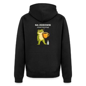 Frog Na zdrowie Coffee & Vodka Humor - Unisex Premium Organic Zip Hoodie - black - Back - Nico (187cm)