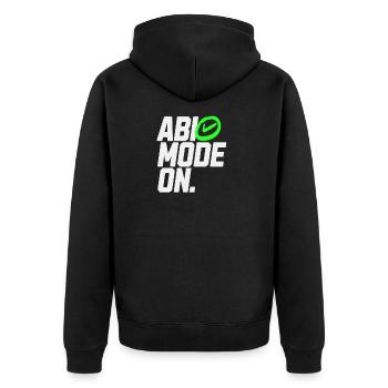 ABI MODE ON - Unisex Premium Bio Zip Hoodie - Schwarz - Hinten - Nico (187cm)