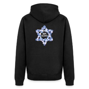 Frohes Pessachfest Jüdisches Erbe - Unisex Premium Bio Zip Hoodie - Schwarz - Hinten - Nico (187cm)