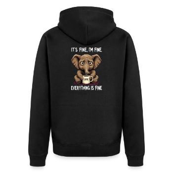 its fine im fine coffee elephant - Unisex Premium Organic Zip Hoodie - black - Back - Nico (187cm)