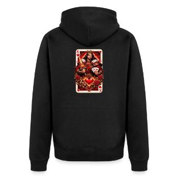 Chemise de couple Roi de Cœur de cartes à jouer pour la Saint-Valentin n°1 - Veste à capuche bio Premium Unisexe - noir - Dos - Nico (187cm)