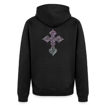 Croix en filigrane irisé - Veste à capuche bio Premium Unisexe - noir - Dos - Nico (187cm)