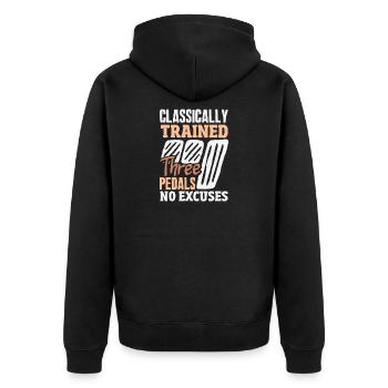 Manuelles Auto, Klassisch Ausgebildeter - Unisex Premium Bio Zip Hoodie - Schwarz - Hinten - Nico (187cm)