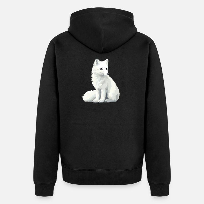 Illustration du renard blanc - Veste à capuche bio Premium Unisexe - noir