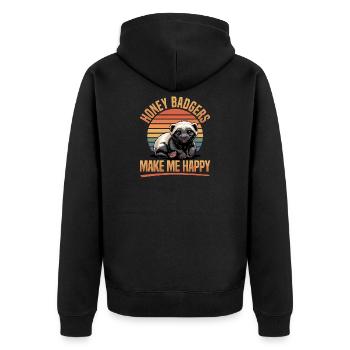 Funny Honey Badger - Unisex Premium Bio Zip Hoodie - Schwarz - Hinten - Nico (187cm)