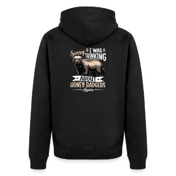 Funny Honey Badger - Unisex Premium Bio Zip Hoodie - Schwarz - Hinten - Nico (187cm)