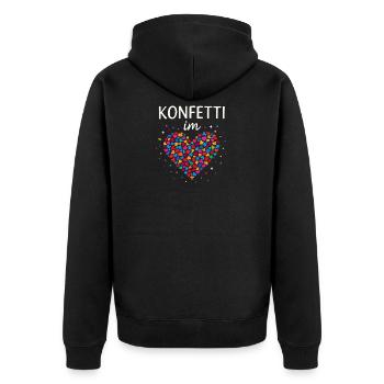 Carnival confetti in the heart of Shrovetide Carnival - Unisex Premium Organic Zip Hoodie - black - Back - Nico (187cm)