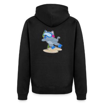 Katze Taucher Schnorchel Tauchen - Unisex Premium Bio Zip Hoodie - Schwarz - Hinten - Nico (187cm)