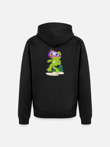 Frog Diver Snorkel Diving - Unisex Premium Organic Zip Hoodie - black
