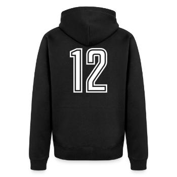 12 - Unisex Premium Bio Zip Hoodie - Schwarz - Hinten - Nico (187cm)