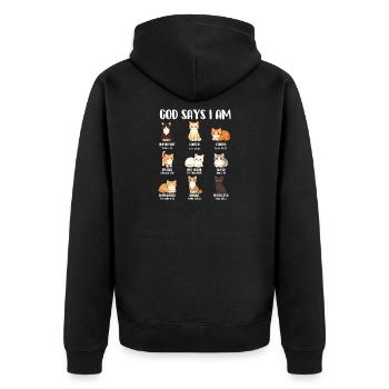 Dieu dit que je suis la foi chrétienne Bible amoureuse des chats - Veste à capuche bio Premium Unisexe - noir - Dos - Nico (187cm)