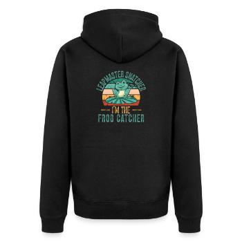 Frog Catcher Leapmaster Snatcher Frog - Unisex Premium Bio Zip Hoodie - Schwarz - Hinten - Nico (187cm)