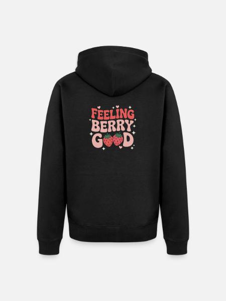 Erdbeeren Sprüche Lustiges Erdbeeren Geschenk - Unisex Premium Bio Zip Hoodie - Schwarz