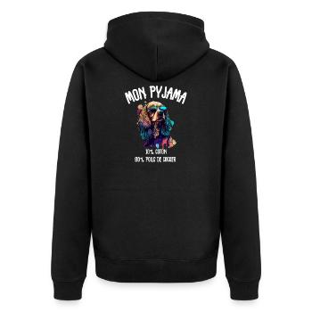 Funny Cocker Spaniel Dog Pajamas - Unisex Premium Organic Zip Hoodie - black - Back - Nico (187cm)