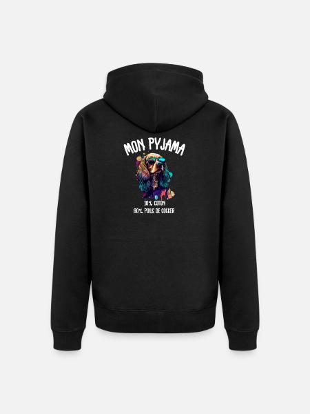 Funny Cocker Spaniel Dog Pajamas - Unisex Premium Organic Zip Hoodie - black