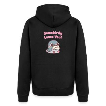 Pigeon mignon, un oiseau t’aime jeu de mots - Veste à capuche bio Premium Unisexe - noir - Dos - Nico (187cm)