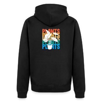Retro-pflanzen Pflanzenliebhaber Sukkulenten - Unisex Premium Bio Zip Hoodie - Schwarz - Hinten - Nico (187cm)