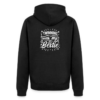 Twinning With My Bestie - Unisex Premium Organic Zip Hoodie - black - Back - Nico (187cm)