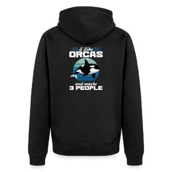 Funny Orca - Unisex Premium Organic Zip Hoodie - black - Back - Nico (187cm)