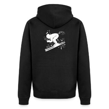 Alpin Ski Wintersport Nordischer Skilauf - Unisex Premium Bio Zip Hoodie - Schwarz - Hinten - Nico (187cm)