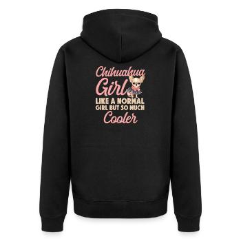 Chihuahua Chihuahueño Girl - Unisex Premium Bio Zip Hoodie - Schwarz - Hinten - Nico (187cm)