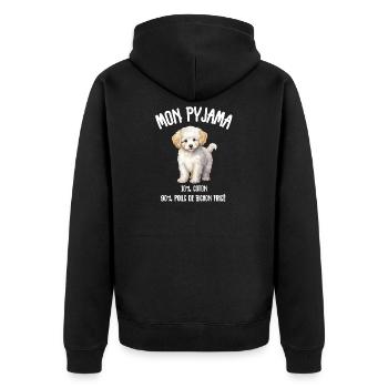 Lustiger Hund Bichon-Schlafanzug - Unisex Premium Bio Zip Hoodie - Schwarz - Hinten - Nico (187cm)