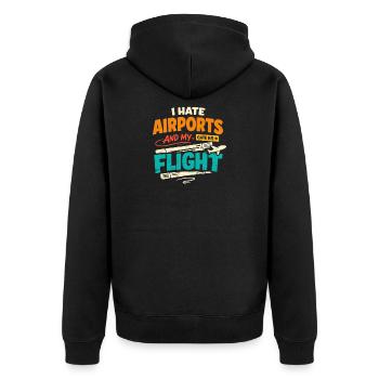 Anxiété liée au voyage, humour à l’aéroport, chaos à l’aéroport, c’est - Veste à capuche bio Premium Unisexe - noir - Dos - Nico (187cm)