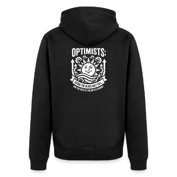 Motif du verre à moitié plein des optimistes - Veste à capuche bio Premium Unisexe - noir - Dos - Nico (187cm)
