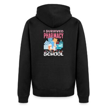 I Survived Pharmacy School Funny - Unisex Premium Organic Zip Hoodie - black - Back - Nico (187cm)
