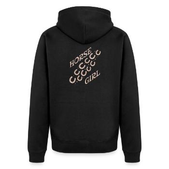 Logo de la Fille Cheval Motif en diagonale - Veste à capuche bio Premium Unisexe - noir - Dos - Nico (187cm)