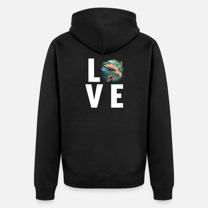 Lachse Lachs - Unisex Premium Bio Zip Hoodie - Schwarz