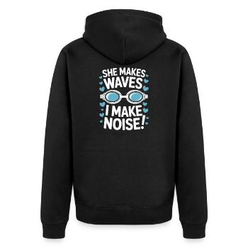 Schwimmen Sprüche Lustiges Schwimmen Geschenk - Unisex Premium Bio Zip Hoodie - Schwarz - Hinten - Nico (187cm)