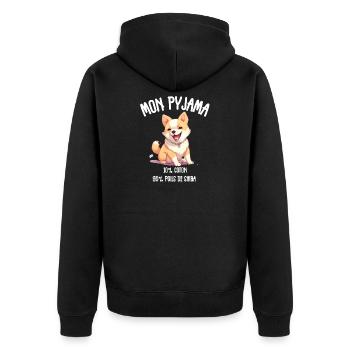 Shiba Humor Dog Pyjamas - Unisex Premium Bio Zip Hoodie - Schwarz - Hinten - Nico (187cm)
